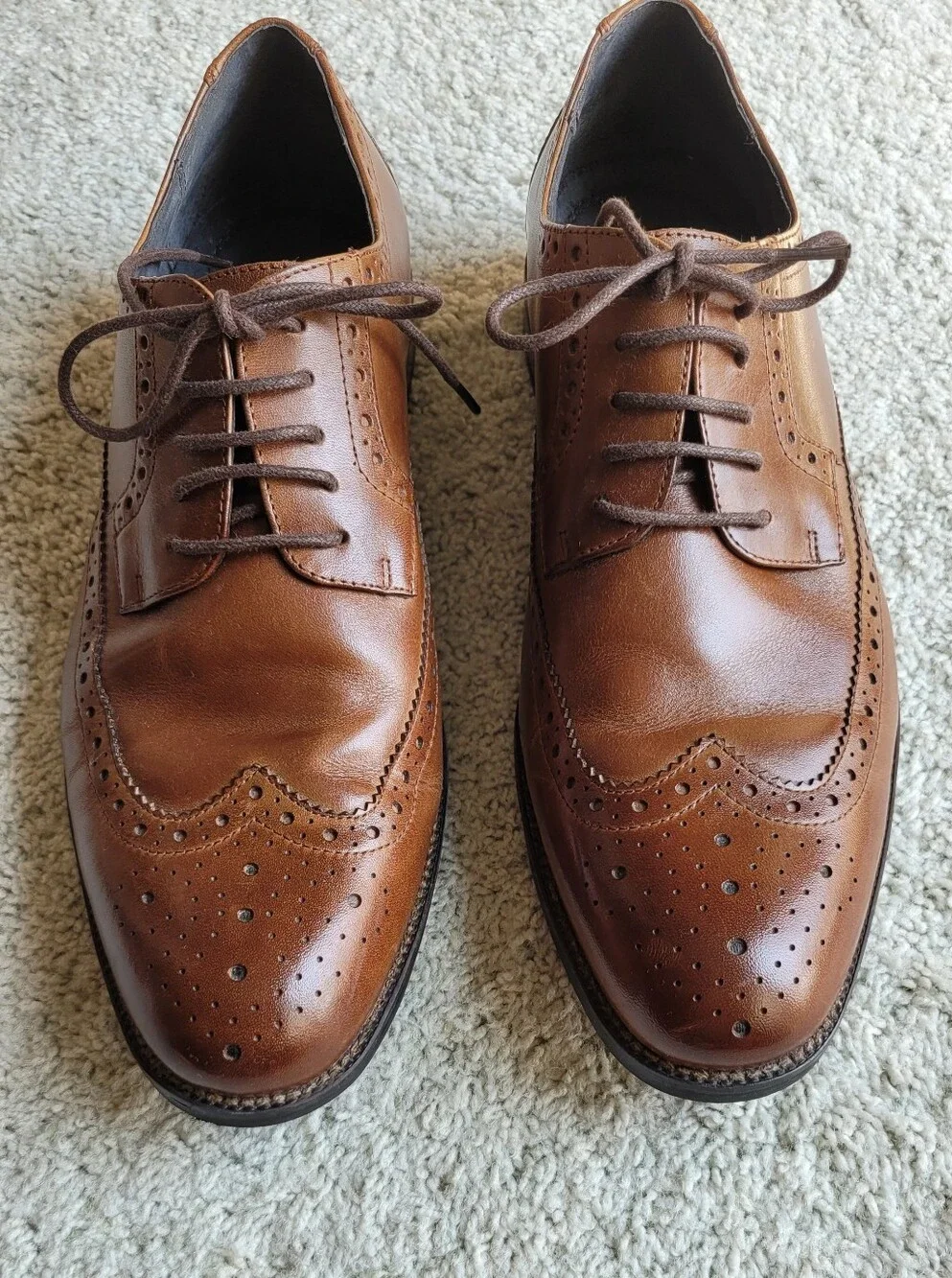 Stacy Adams Cognac Wingtips In Great Condition Size 9 1/2